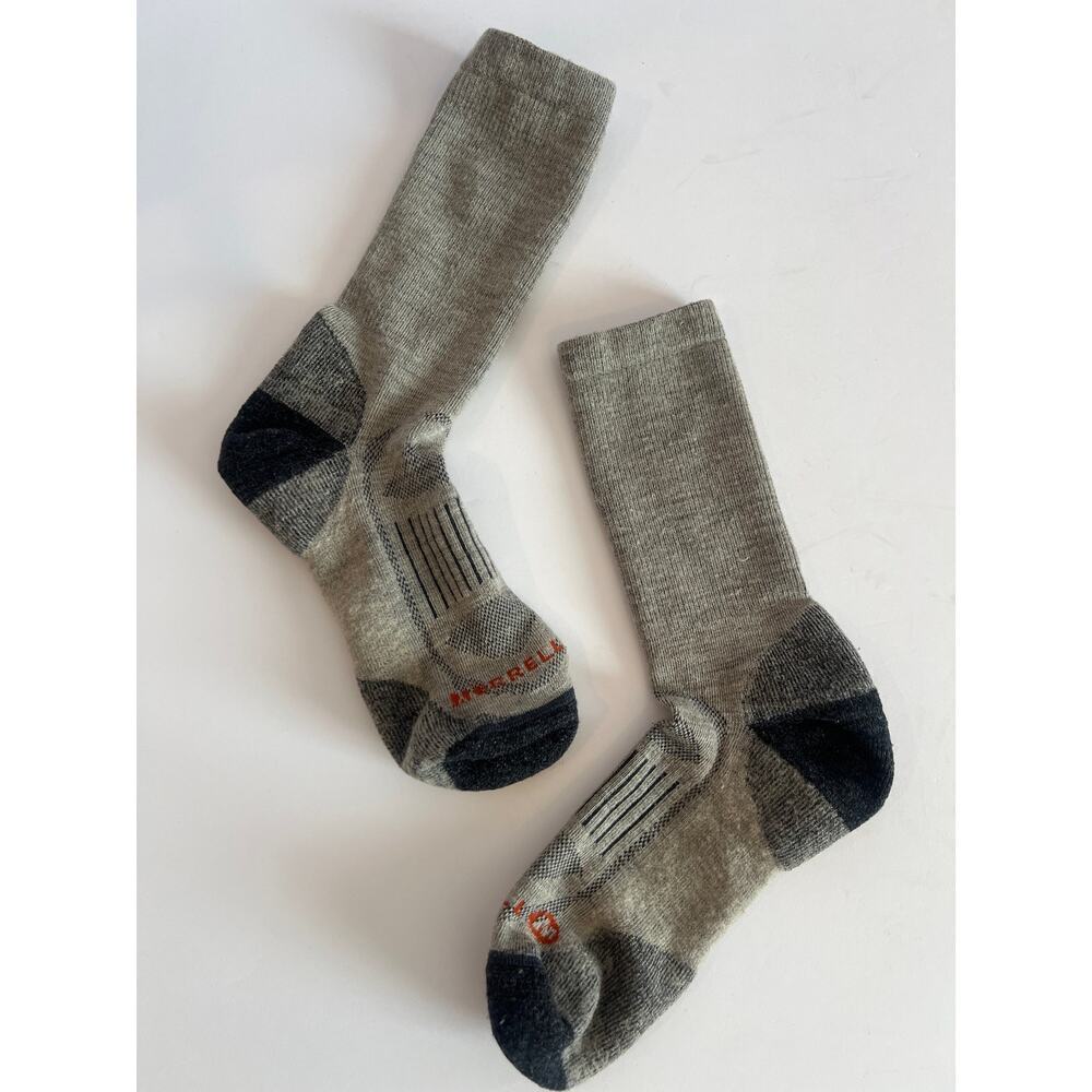 Merrill Men's Merino Wool Work Hiker Crew Socks Moisture Wicking Gray O/S